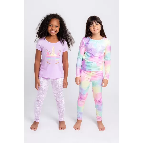 BTween 4-Piece Girls' Sleepwear, Girls Pajamas with Long and Short Sleeve Shirts