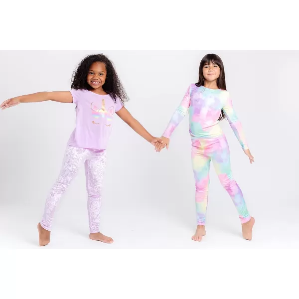 BTween 4-Piece Girls' Sleepwear, Girls Pajamas with Long and Short Sleeve Shirts