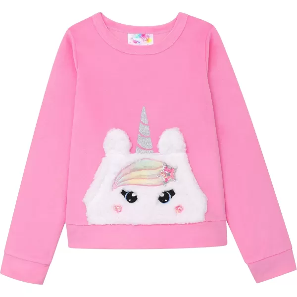 BTween Girls’ 3 Pack Sleepwear Set, Llamacorn Sweater and Slip-ons with Rainbow Velour Pajama Bottoms