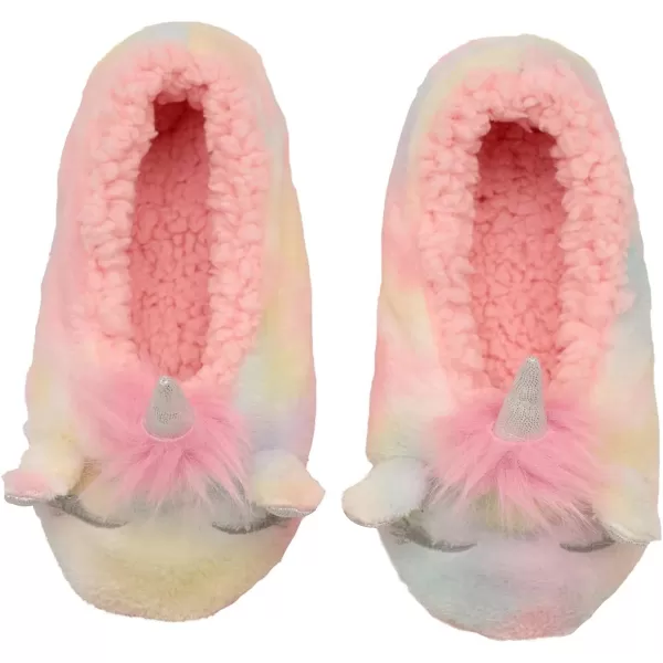 BTween Girls’ 3 Pack Sleepwear Set, Llamacorn Sweater and Slip-ons with Rainbow Velour Pajama Bottoms