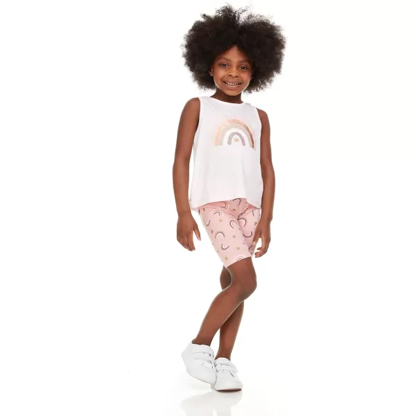 BTween Girls 4 Pack Fashion Summer Clothes Set - Shorts Tank Top Short Sleeve and Biker Shorts