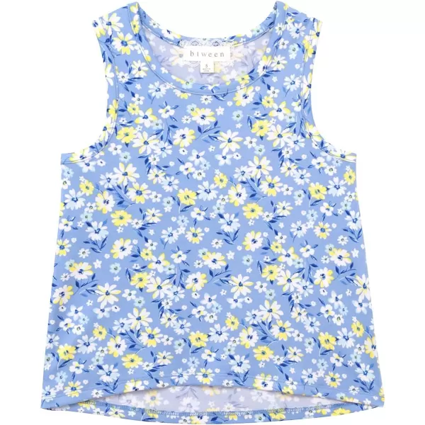 BTween Girls 4 Pack Floral Fashion Summer Clothes Set - Tutu Skirt Tank Top Short Sleeve and Biker Shorts