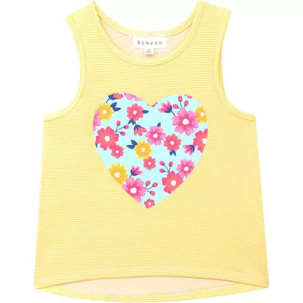 BTween Girls 4 Pack Floral Fashion Summer Clothes Set - Tutu Skirt Tank Top Short Sleeve and Biker Shorts