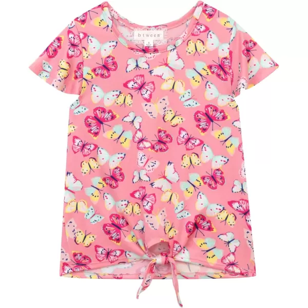 BTween Girls 4 Pack Floral Fashion Summer Clothes Set - Tutu Skirt Tank Top Short Sleeve and Biker Shorts