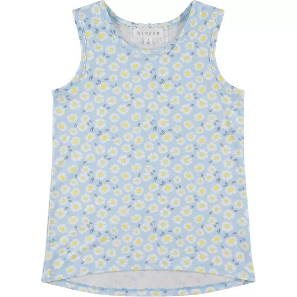 BTween Girls 4 Pack Floral Fashion Summer Clothes Set - Tutu Skirt Tank Top Short Sleeve and Biker Shorts