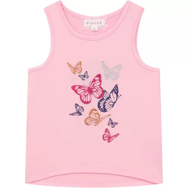 BTween Girls 4 Pack Floral Fashion Summer Clothes Set - Tutu Skirt Tank Top Short Sleeve and Biker Shorts