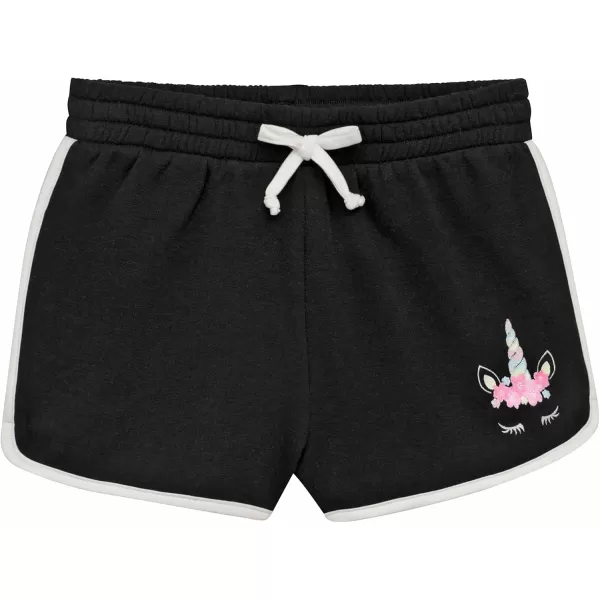 BTween Girls 4-Piece Active Performance Dolphin Shorts with Faux Drawstring, Sports Running Shorts for Kids
