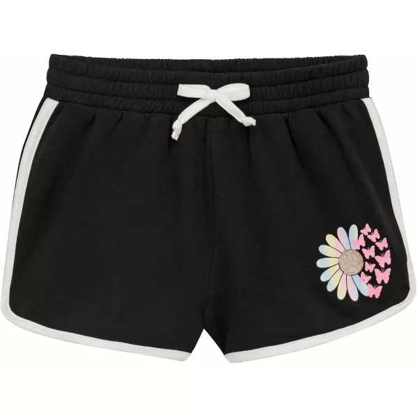 BTween Girls 4-Piece Active Performance Dolphin Shorts with Faux Drawstring, Sports Running Shorts for Kids