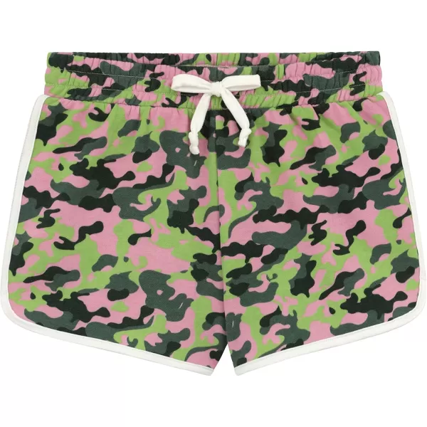 BTween Girls 4-Piece Active Performance Dolphin Shorts with Faux Drawstring, Sports Running Shorts for Kids
