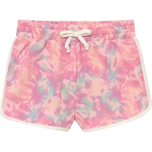 BTween Girls 4-Piece Active Performance Dolphin Shorts with Faux Drawstring, Sports Running Shorts for Kids