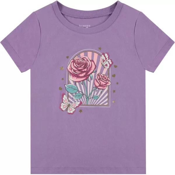 BTween Girls 4-Piece Summer Tops | Fashionable Short Sleeve T-Shirt | Casual Daily Shirt for Kids - Assorted Colors