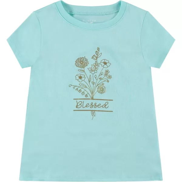 BTween Girls 4-Piece Summer Tops | Fashionable Short Sleeve T-Shirt | Casual Daily Shirt for Kids - Assorted Colors