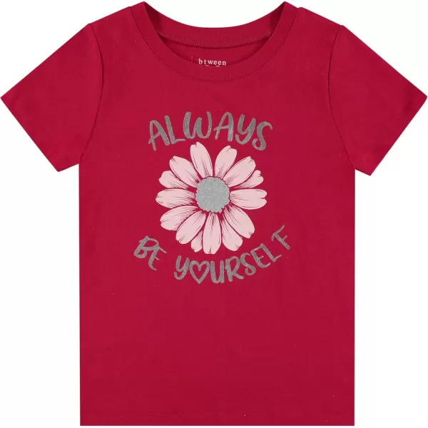 BTween Girls 4-Piece Summer Tops | Fashionable Short Sleeve T-Shirt | Casual Daily Shirt for Kids - Assorted Colors