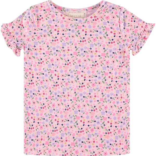 BTween Girls 4pc Fashion Tops, Short Sleeve T-Shirt, Casual Daily Shirt for Kids - Assorted Colors