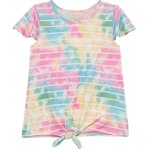 BTween Girls 4pc Fashion Tops, Short Sleeve T-Shirt, Casual Daily Shirt for Kids - Assorted Colors