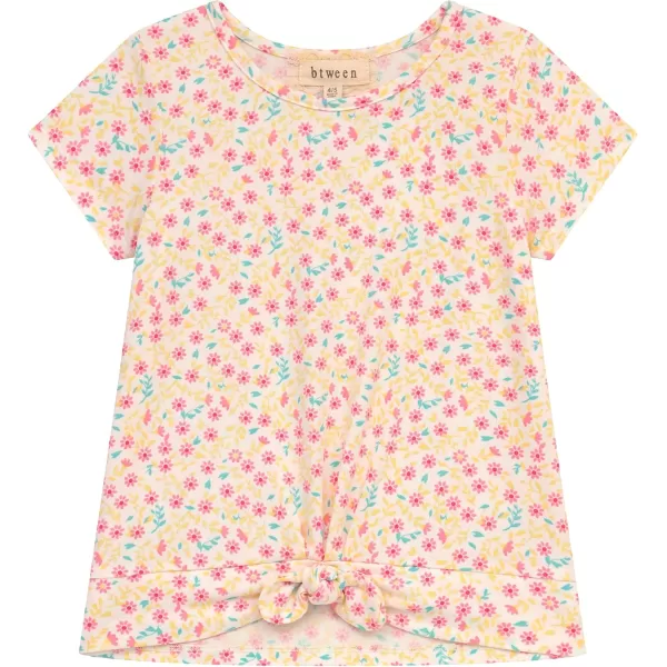 BTween Girls 4pc Fashion Tops, Short Sleeve T-Shirt, Casual Daily Shirt for Kids - Assorted Colors