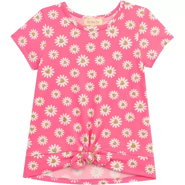 BTween Girls 4pc Fashion Tops, Short Sleeve T-Shirt, Casual Daily Shirt for Kids - Assorted Colors