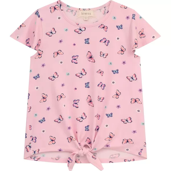 BTween Girls 4pc Fashion Tops, Short Sleeve T-Shirt, Casual Daily Shirt for Kids - Assorted Colors