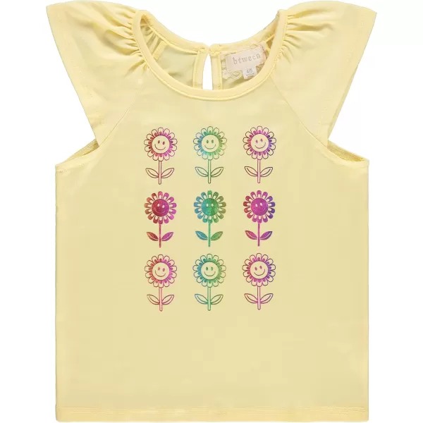 BTween Girls 4pc Fashion Tops, Short Sleeve T-Shirt, Casual Daily Shirt for Kids - Assorted Colors