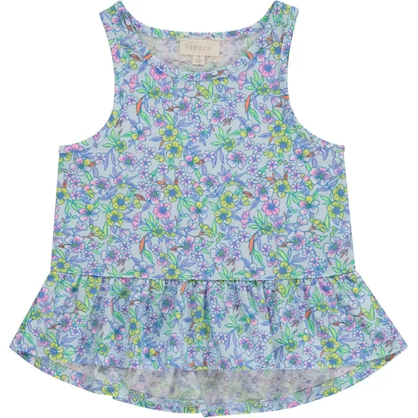 BTween Girls 6-Pack Casual Outfit Bundle with Ruffle Sleeve Tees, Peplum Tank Top, Skirt, Dolphin and Biker Shorts