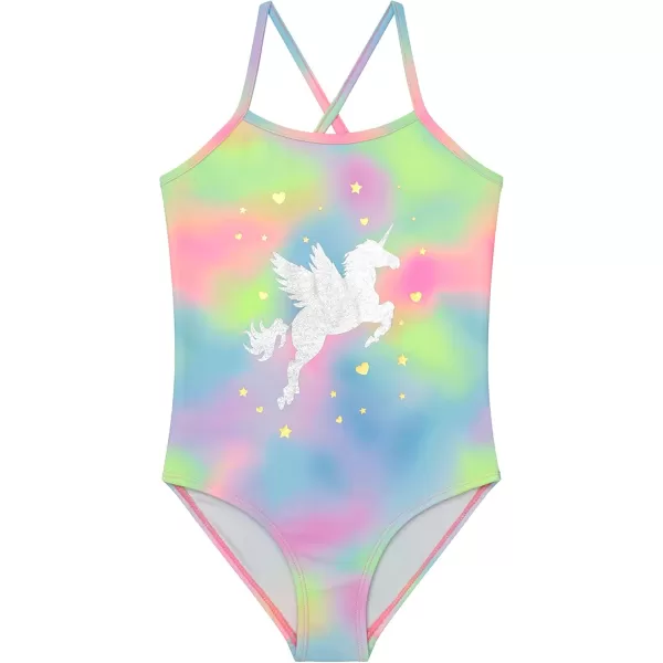BTween Girls Multi Pack One Piece Swimwear - Unique Colors and Patterns, Sizes 4-16 for Kids and Toddlers