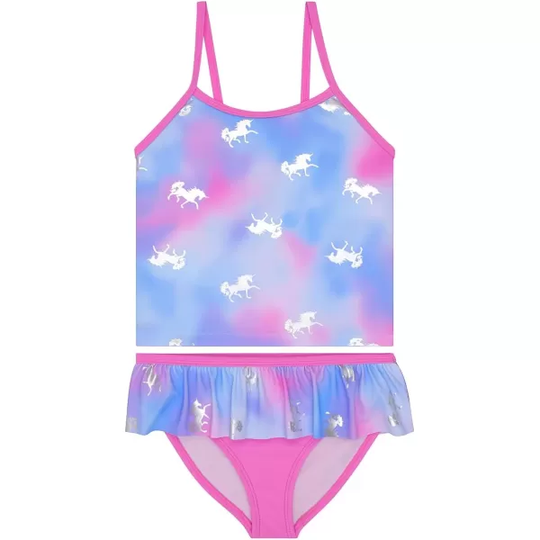 BTween Girls One Piece Bathing Suit &amp; 2-pc Tankini Swimsuit Set, Kids Cute Swimwear - Mermaid, Rainbow, Unicorn or Butterfly