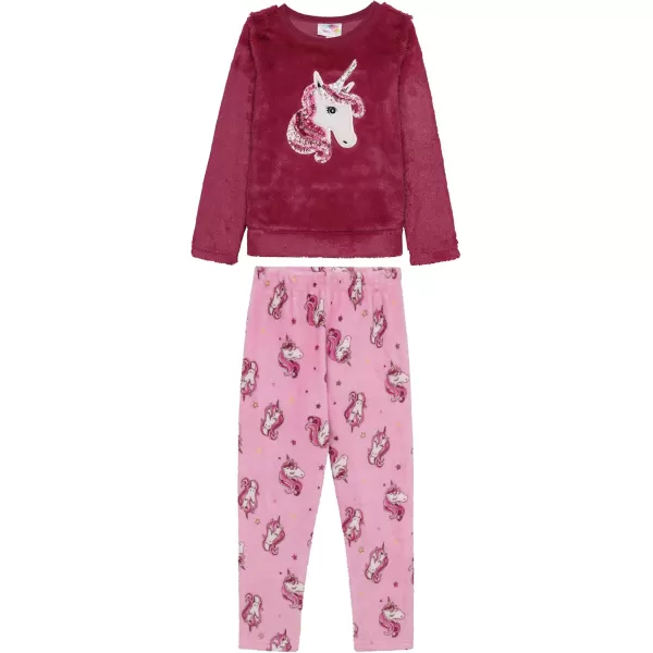 BTween Wooby Pajamas for Girls, Kids PJs with Plush Shirt &amp; Pants, Two Piece Animal Sleepwear Jammies, Unicorn or Fox Design