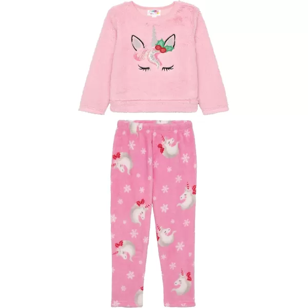 BTween Wooby Pajamas for Girls, Kids PJs with Plush Shirt &amp; Pants, Two Piece Animal Sleepwear Jammies, Unicorn or Fox Design