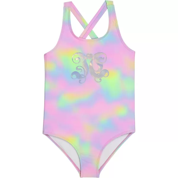 Juicy Couture Girls 2 Pack One Piece Swimsuit Set, Kids Bathing Suit Swimwear, Cute Ombre/Tie Dye/Tropical Print Beach Wear