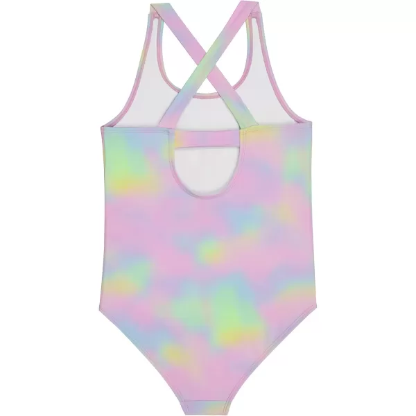 Juicy Couture Girls 2 Pack One Piece Swimsuit Set, Kids Bathing Suit Swimwear, Cute Ombre/Tie Dye/Tropical Print Beach Wear