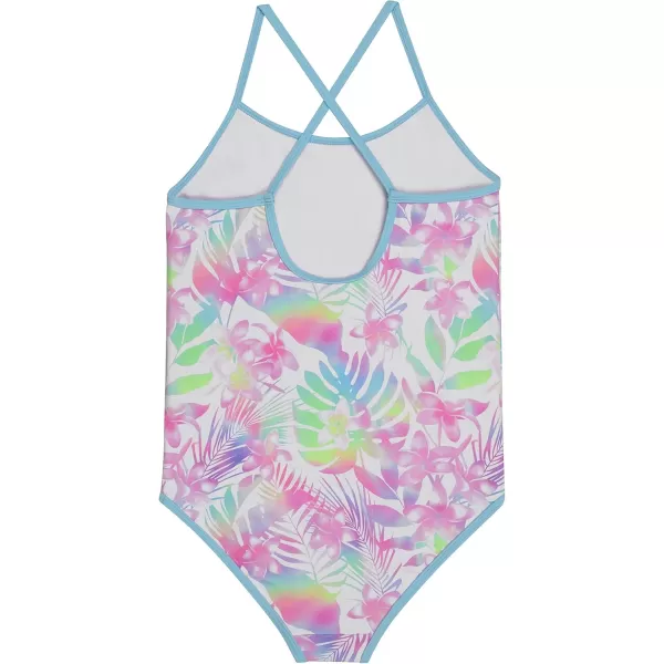 Juicy Couture Girls 2 Pack One Piece Swimsuit Set, Kids Bathing Suit Swimwear, Cute Ombre/Tie Dye/Tropical Print Beach Wear