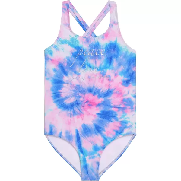 Juicy Couture Girls 2 Pack One Piece Swimsuit Set, Kids Bathing Suit Swimwear, Cute Ombre/Tie Dye/Tropical Print Beach Wear