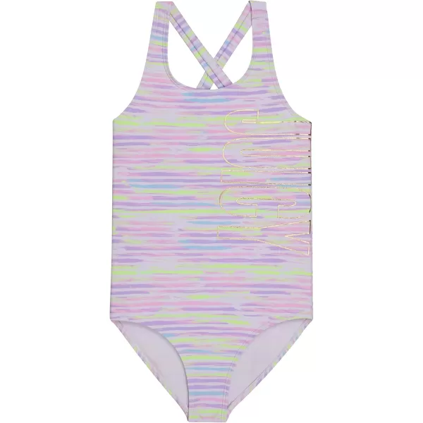 Juicy Couture Girls 2 Pack One Piece Swimsuit Set, Kids Bathing Suit Swimwear, Cute Ombre/Tie Dye/Tropical Print Beach Wear