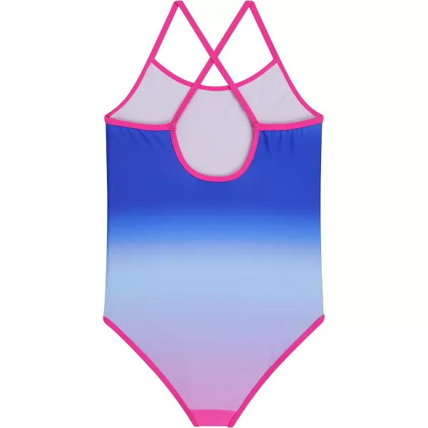 Juicy Couture Girls 2 Pack One Piece Swimsuit Set, Kids Bathing Suit Swimwear, Cute Ombre/Tie Dye/Tropical Print Beach Wear