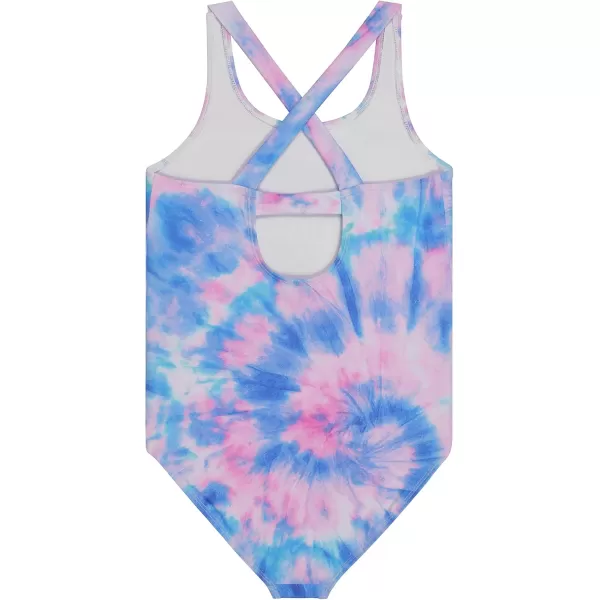 Juicy Couture Girls 2 Pack One Piece Swimsuit Set, Kids Bathing Suit Swimwear, Cute Ombre/Tie Dye/Tropical Print Beach Wear