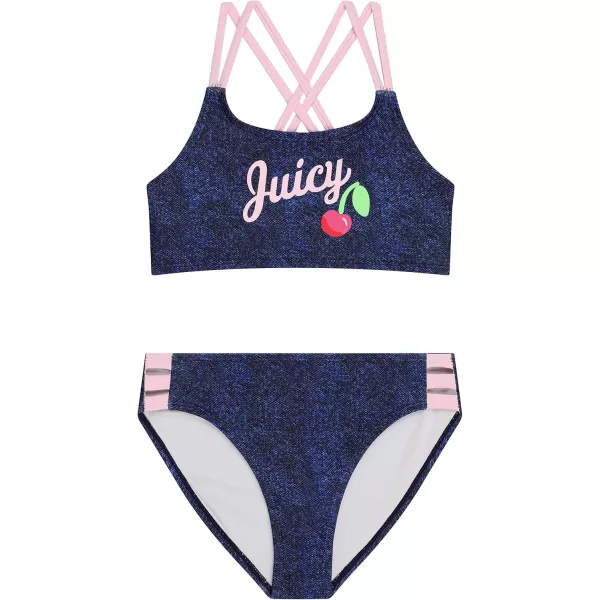 Juicy Couture Girls 4 Pack Two Piece Bikini Swimsuit Set, Kids Bathing Suit Swimwear Bikinis - Tie Dye, Ombre, Metallic