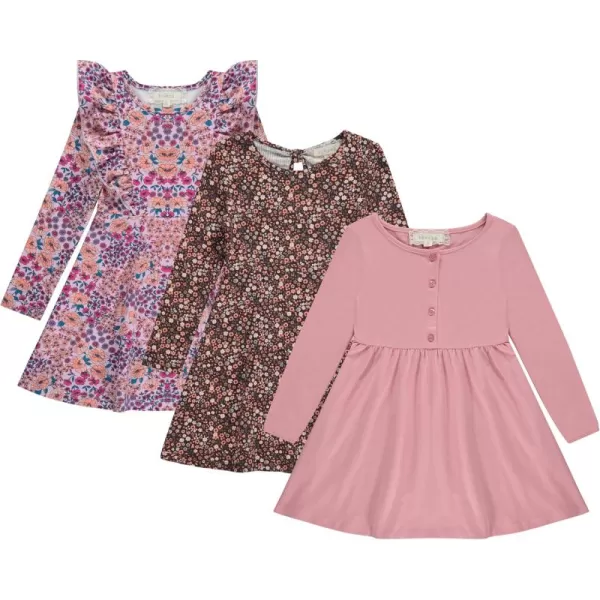 BTween 3-PC Girls Summer Dress Set - Short Sleeve Casual Skater Dresses with Stripe &amp; Floral Print