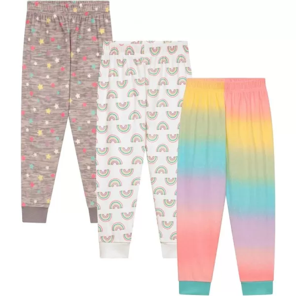 BTween 3-Pack Girls Pajama Pants Soft Fleece and Brushed Jersey Loose Fit Comfortable Lounge Bottoms