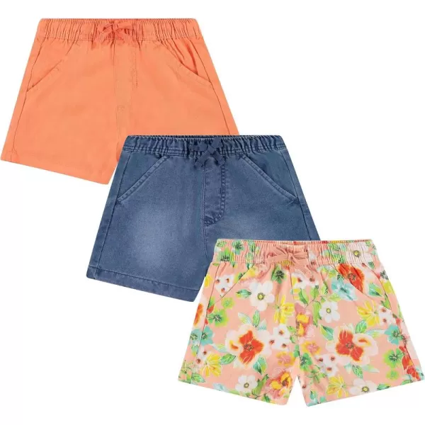 BTween 3-Pack Multicolor Lightweight Woven Shorts for Girls | Cotton Blend | Sizes 4-16 - Ultimate Fun for Everyday Wear