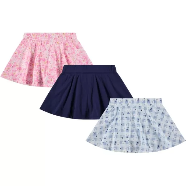 BTween 3 Pack Skorts for Girls - Kids Scooter Skirts - Skirt Layered Shorts with Floral, Solid, Tie Dye or Butterfly Prints