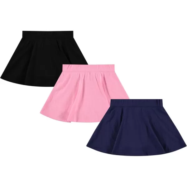 BTween 3 Pack Skorts for Girls - Kids Scooter Skirts - Skirt Layered Shorts with Floral, Solid, Tie Dye or Butterfly Prints