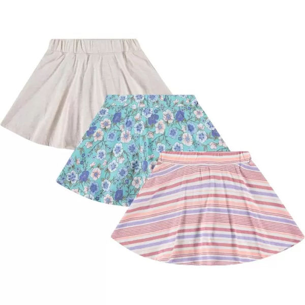 BTween 3 Pack Skorts for Girls - Kids Scooter Skirts - Skirt Layered Shorts with Floral, Solid, Tie Dye or Butterfly Prints