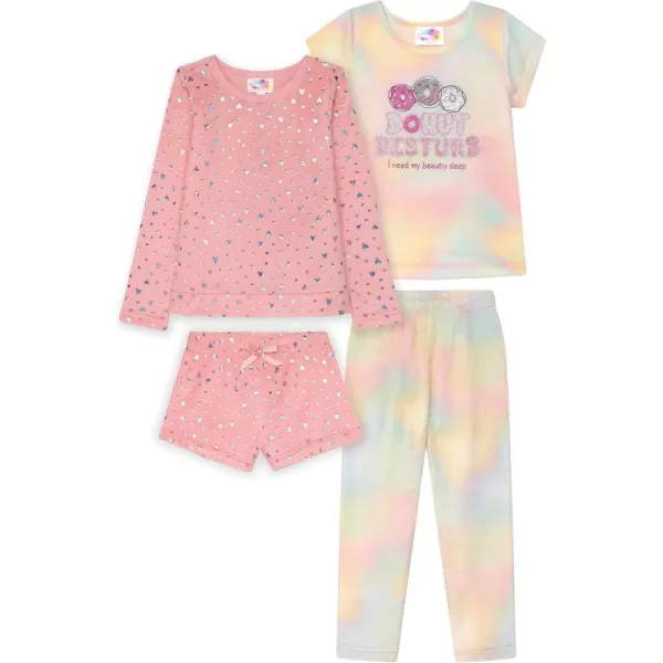 BTween 4-Pack Girls Pajamas, Sleepwear Set with Long &amp; Short Sleeve Shirts, Shorts and Pajama Pants, Matching Kids PJs