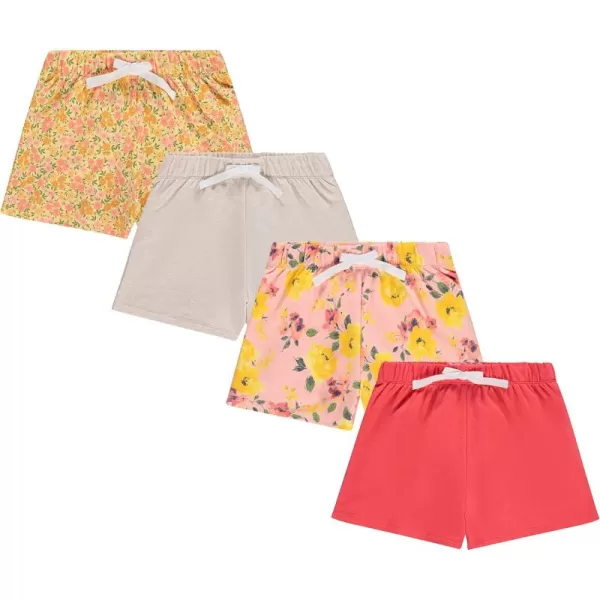 BTween 4-Pack Girls Shorts - Cotton French Terry Shorts for Girls - Kids Lounge, Sleep and Play Summer Clothing