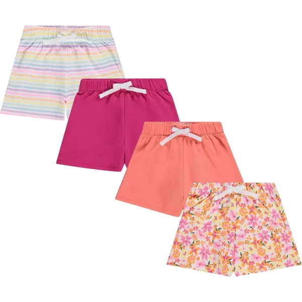 BTween 4-Pack Girls Shorts - Cotton French Terry Shorts for Girls - Kids Lounge, Sleep and Play Summer Clothing