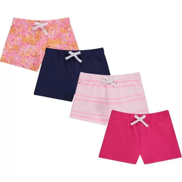 BTween 4-Pack Girls Shorts - Cotton French Terry Shorts for Girls - Kids Lounge, Sleep and Play Summer Clothing