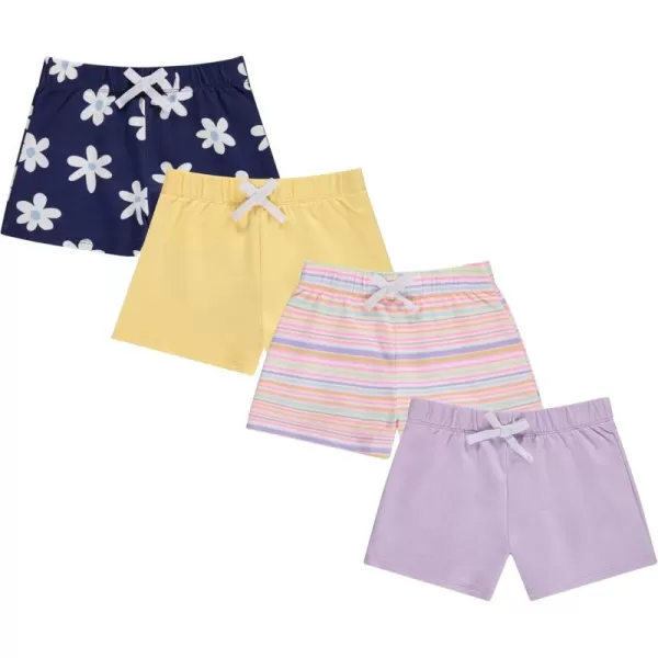 BTween 4-Pack Girls Shorts - Cotton French Terry Shorts for Girls - Kids Lounge, Sleep and Play Summer Clothing