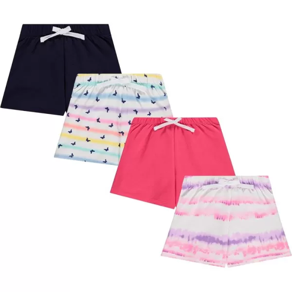 BTween 4-Pack Girls Shorts - Cotton French Terry Shorts for Girls - Kids Lounge, Sleep and Play Summer Clothing