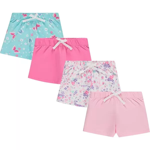 BTween 4-Pack Girls Shorts - Cotton French Terry Shorts for Girls - Kids Lounge, Sleep and Play Summer Clothing