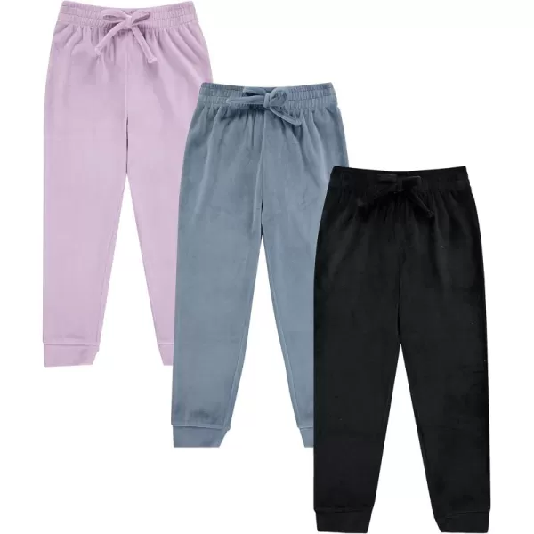 BTween Girl's 3-Pack Velour Jogger Pant Set - Solid, Tie Dye or Camo Sweatpants for Girls